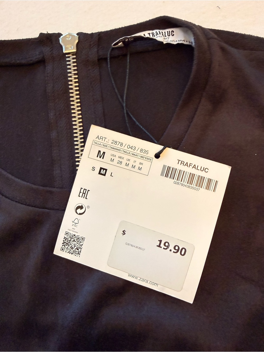 Zara Black Sleeveless Zip-Back Top - Picture 2 of 4
